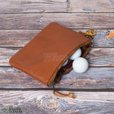 leather golf pouch, golf accessories, leather golf ball bag, leather golf bag, canvas leather golf bag