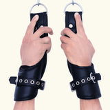 leather suspension cuffs, suspension cuffs, leather wrist cuffs, bondage suspension cuffs, bdsm suspension cuffs