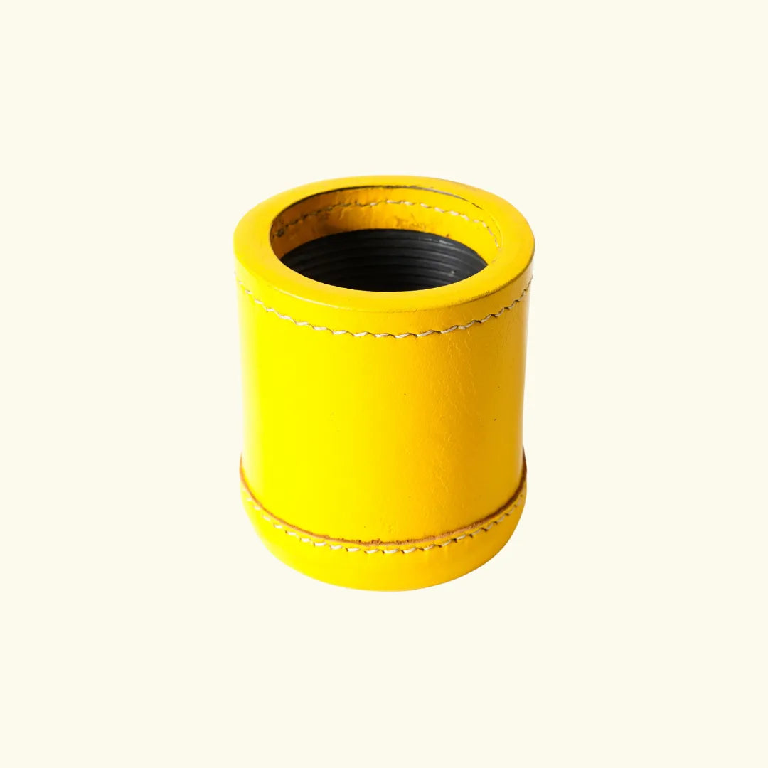 Leather Dice Cups, Yellow Dice Cup, Leather Dice Cup 