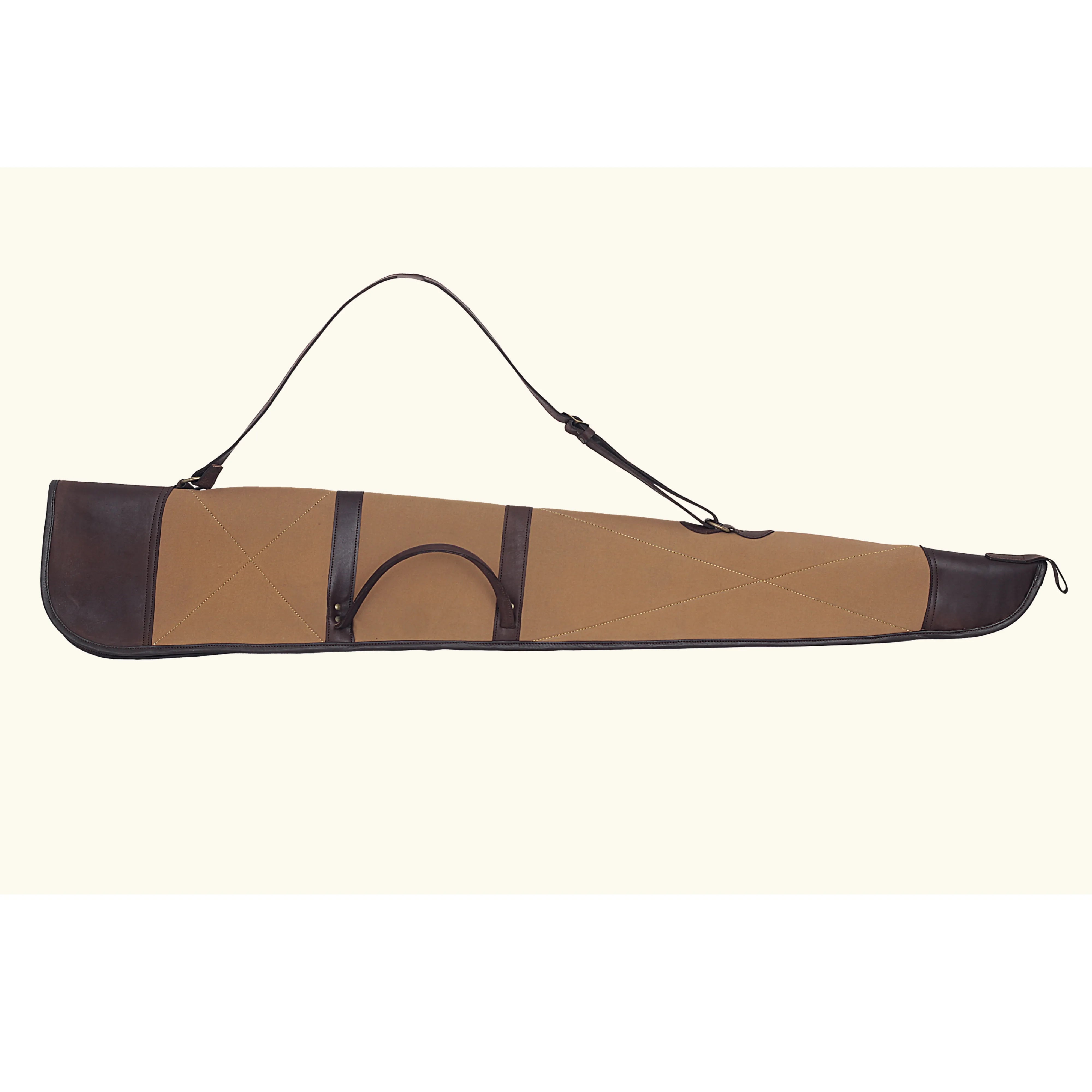 Tan and Brown Waxed Canvas Leather Shotgun Case, Canvas Leather Rifle Case, Shotgun Case