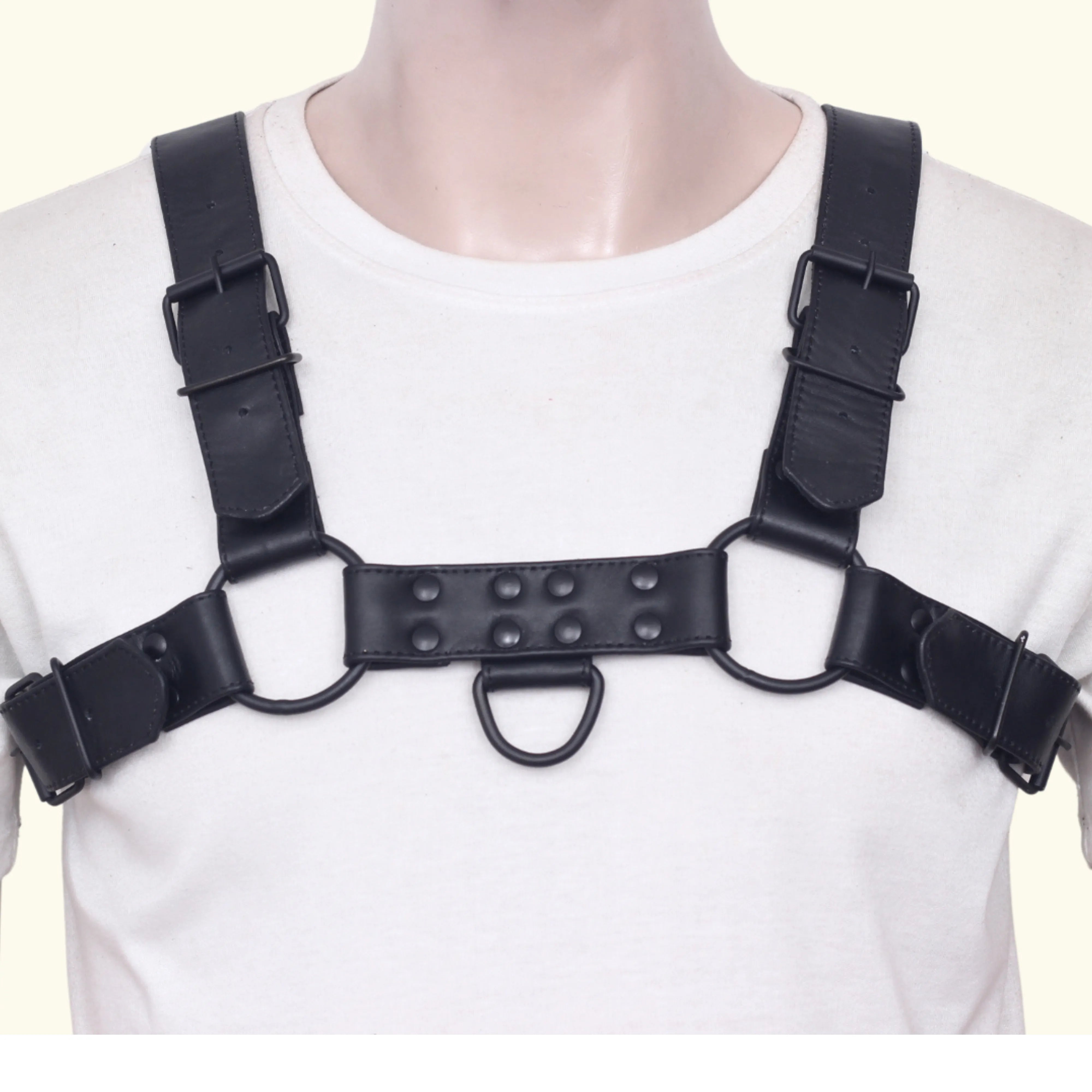 Front image of Durable Gay Leather Harness -  Soft Leather