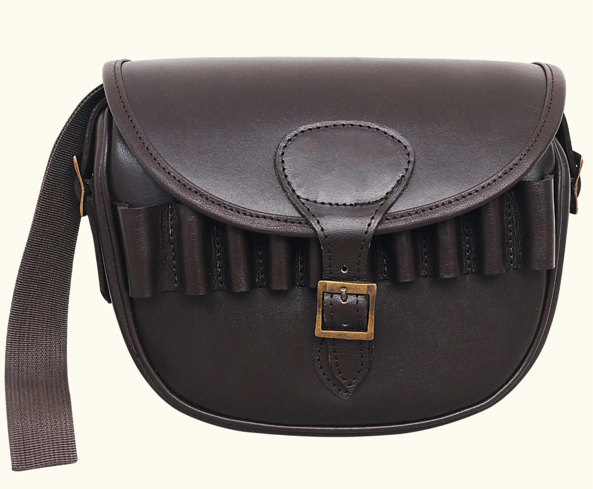 leather cartridge bag, brown cartridge bag, leather shooting bag,
