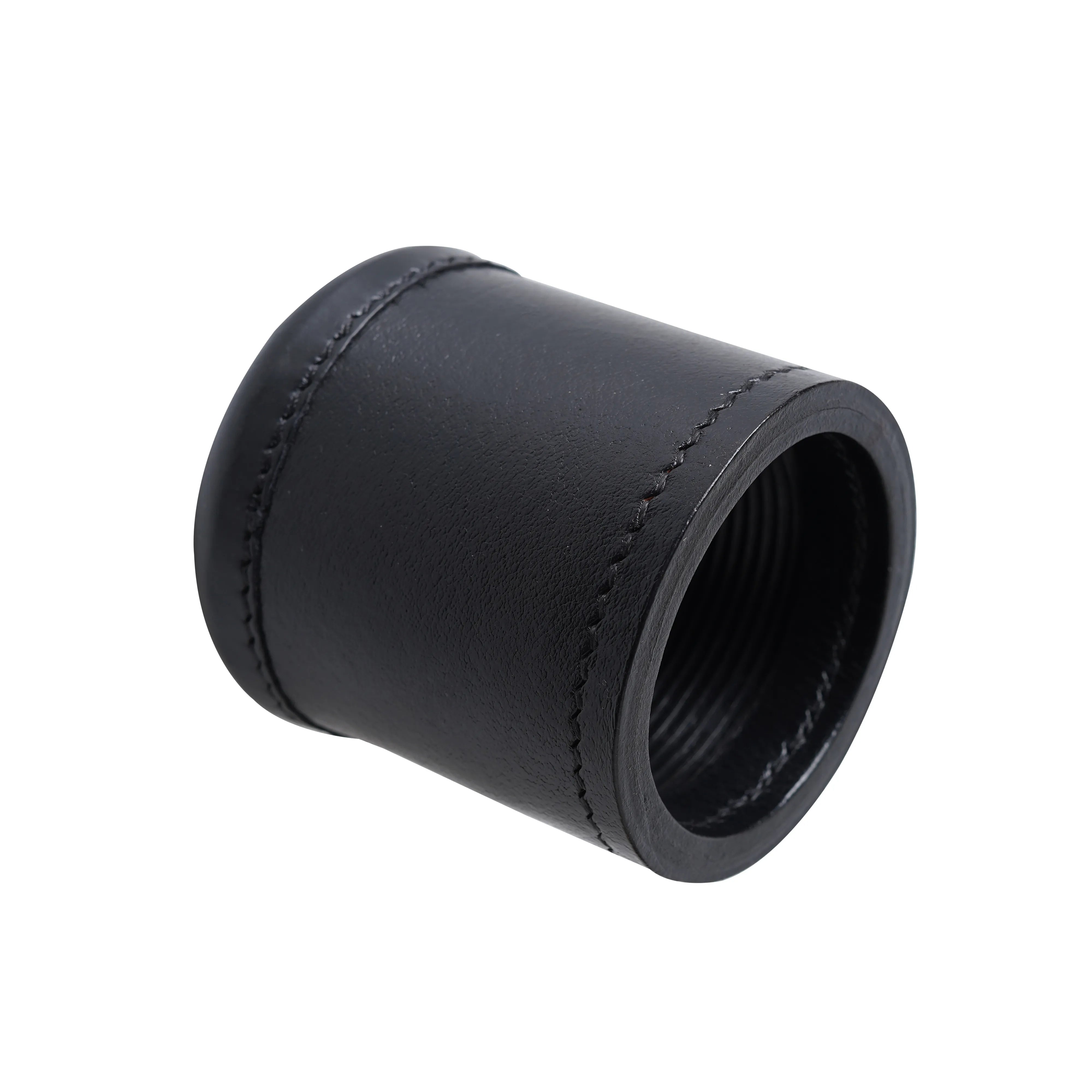 black leather dice cup, handmade leather dice tumbler, top grain leather gaming cup, ribbed interior dice shaker, stitched leather dice roller, premium tabletop game accessory
