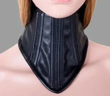 Black Leather Neck Corset | Leather Posture Bondage Collar