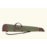 Green and Brown Waxed Canvas Leather Shotgun Case, Canvas Leather Gun Slip Case, Canvas Leather Shotgun Case