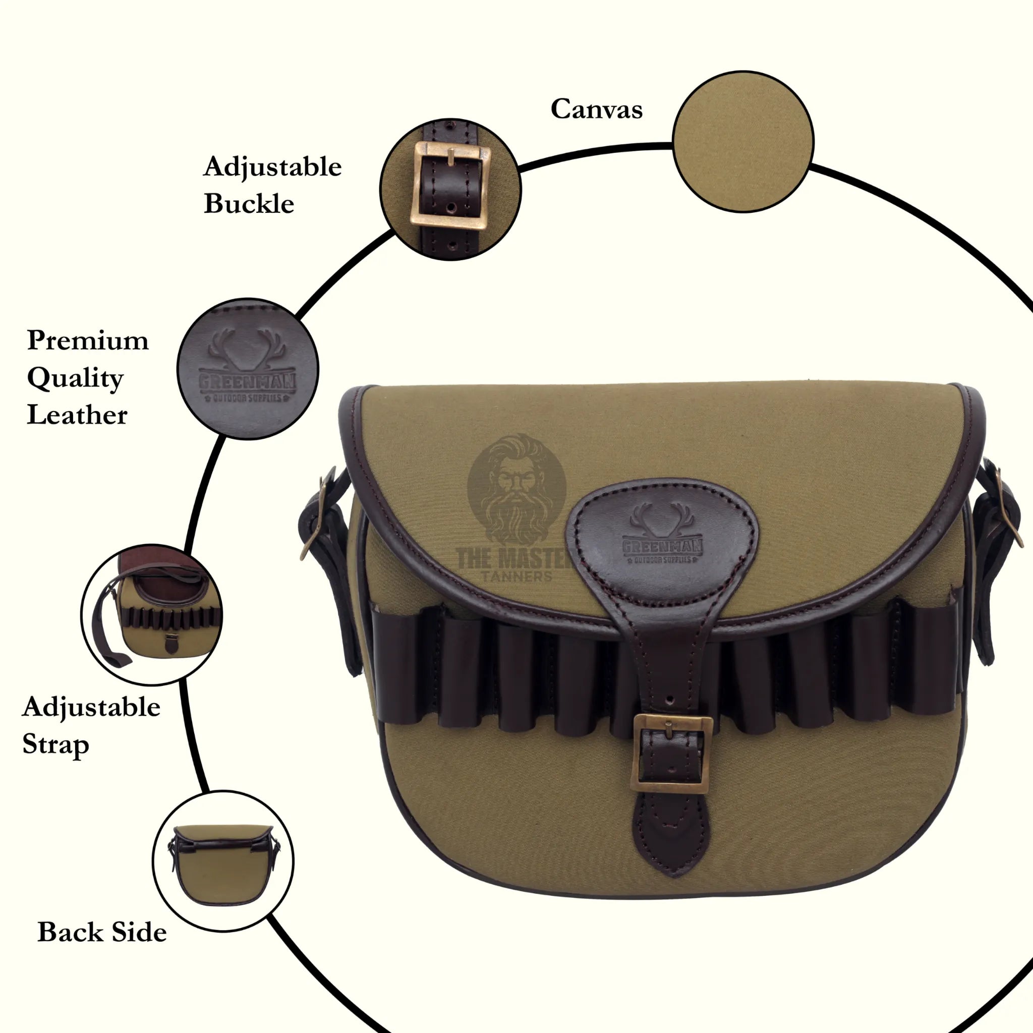 leather canvas cartridge bag, canvas carridge bag, canvas ammo bag,  ammo storage solution