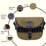 leather canvas cartridge bag, canvas carridge bag, canvas ammo bag,  ammo storage solution