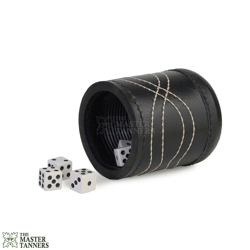 Backgammon Leather Dice Cup with 5 free Dice – Black
