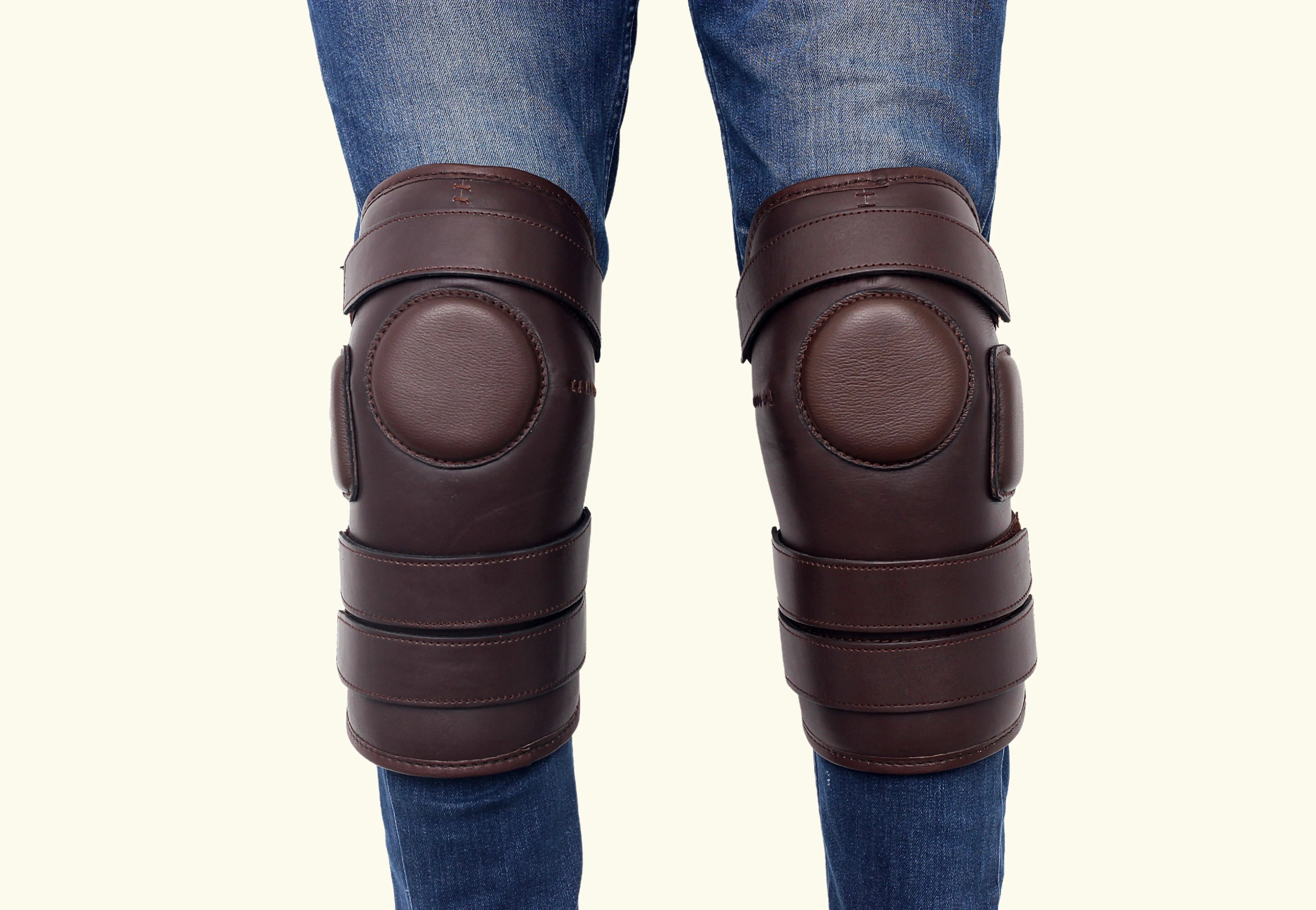 Genuine Leather Polo Knee Guards 3 Straps