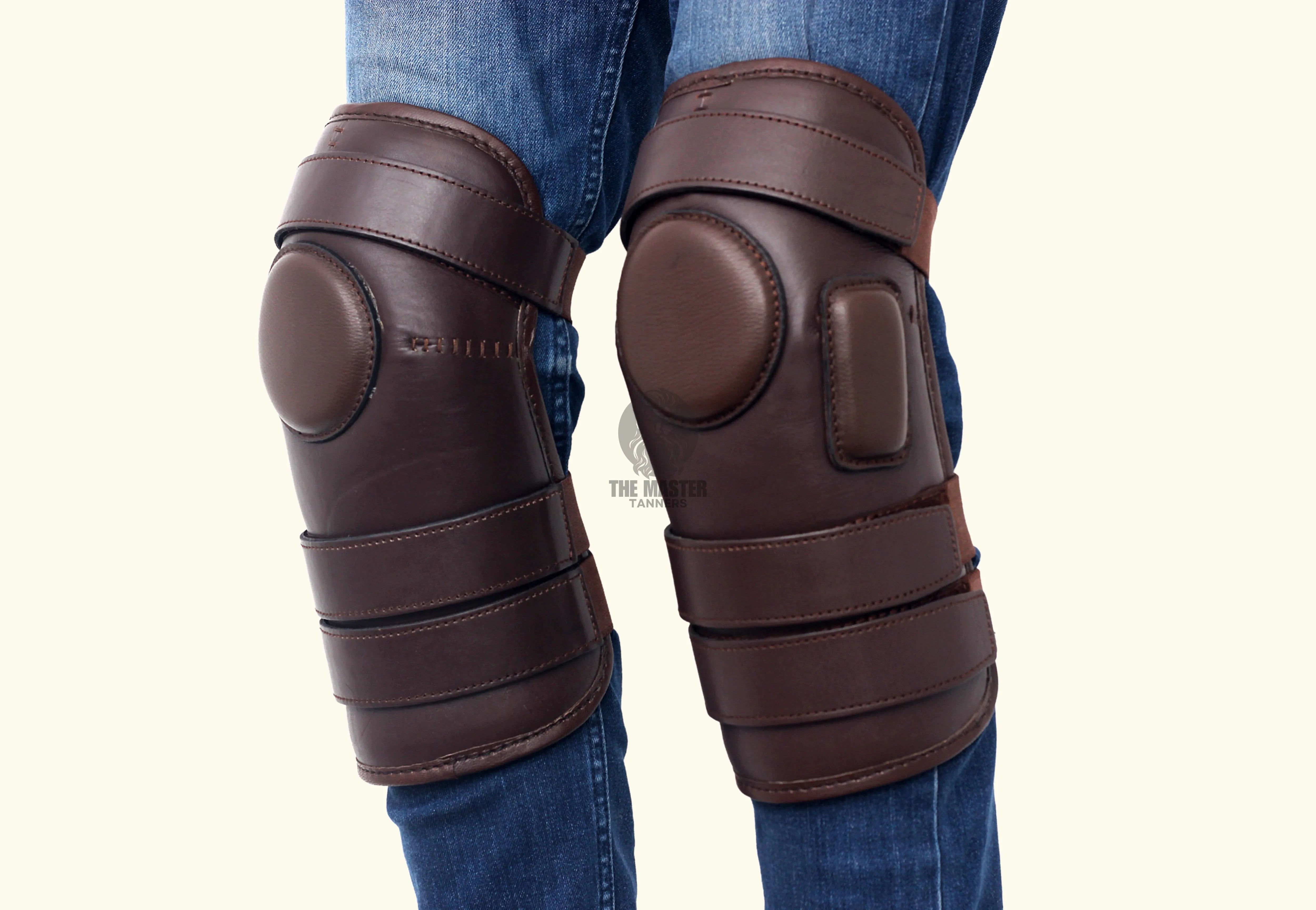 Genuine Leather Polo Knee Guards 3 Straps