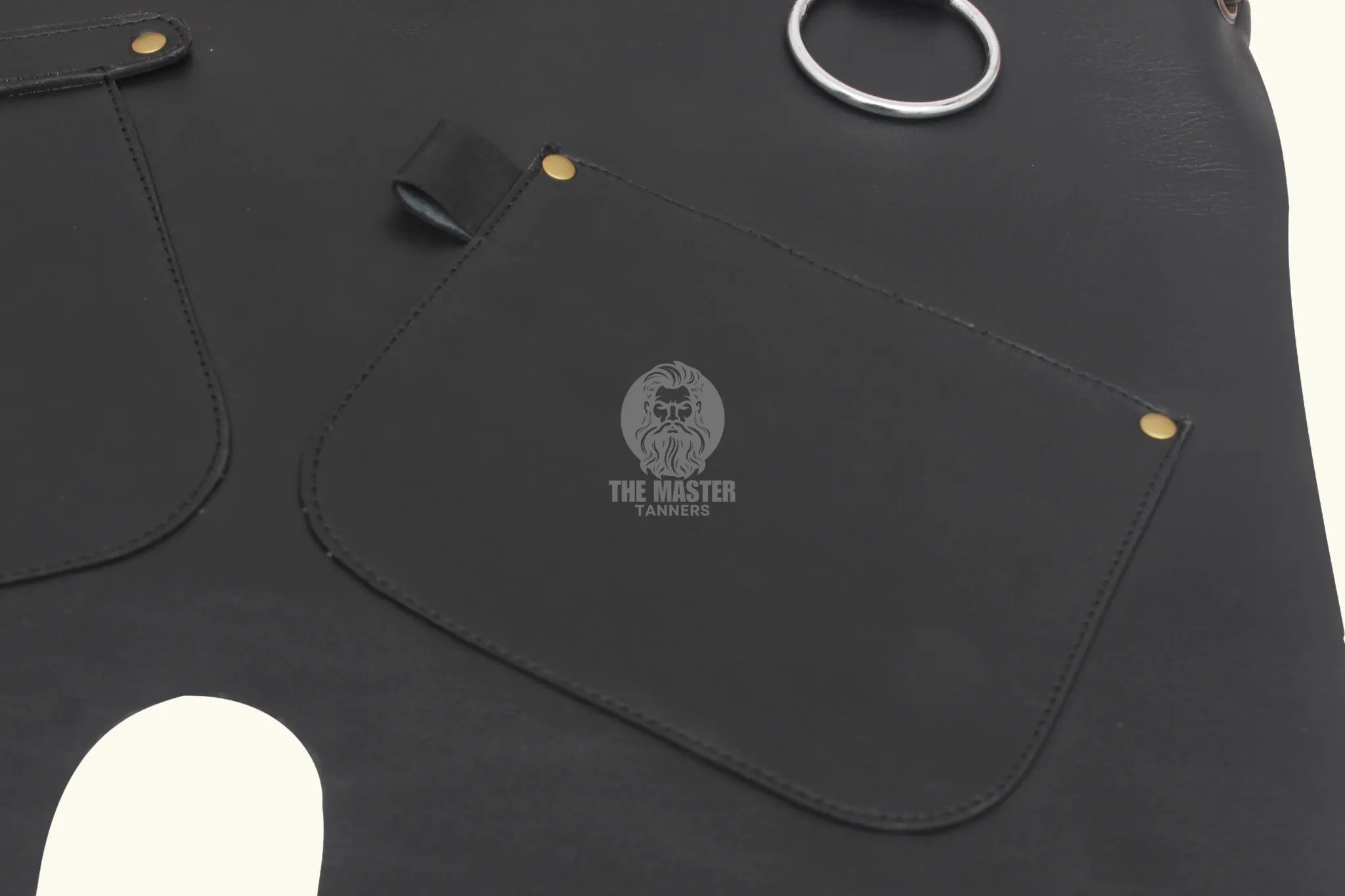 Leather apron, black leather apron, barber apron, salon apron, hairstylist apron, adjustable leather apron, cross-back apron, utility leather apron, tool apron, grooming apron, towel loop apron, professional leather apron, leather apron with pockets, heavy-duty apron, premium quality apron