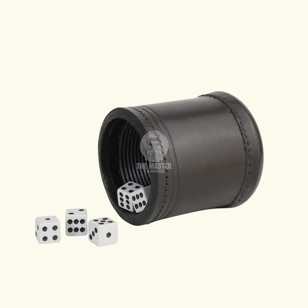 leather dice cups, brown dice cup, leather dice cup, red leather dice cup
