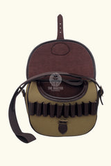 leather canvas cartridge bag, canvas carridge bag, canvas ammo bag,  ammo storage solution