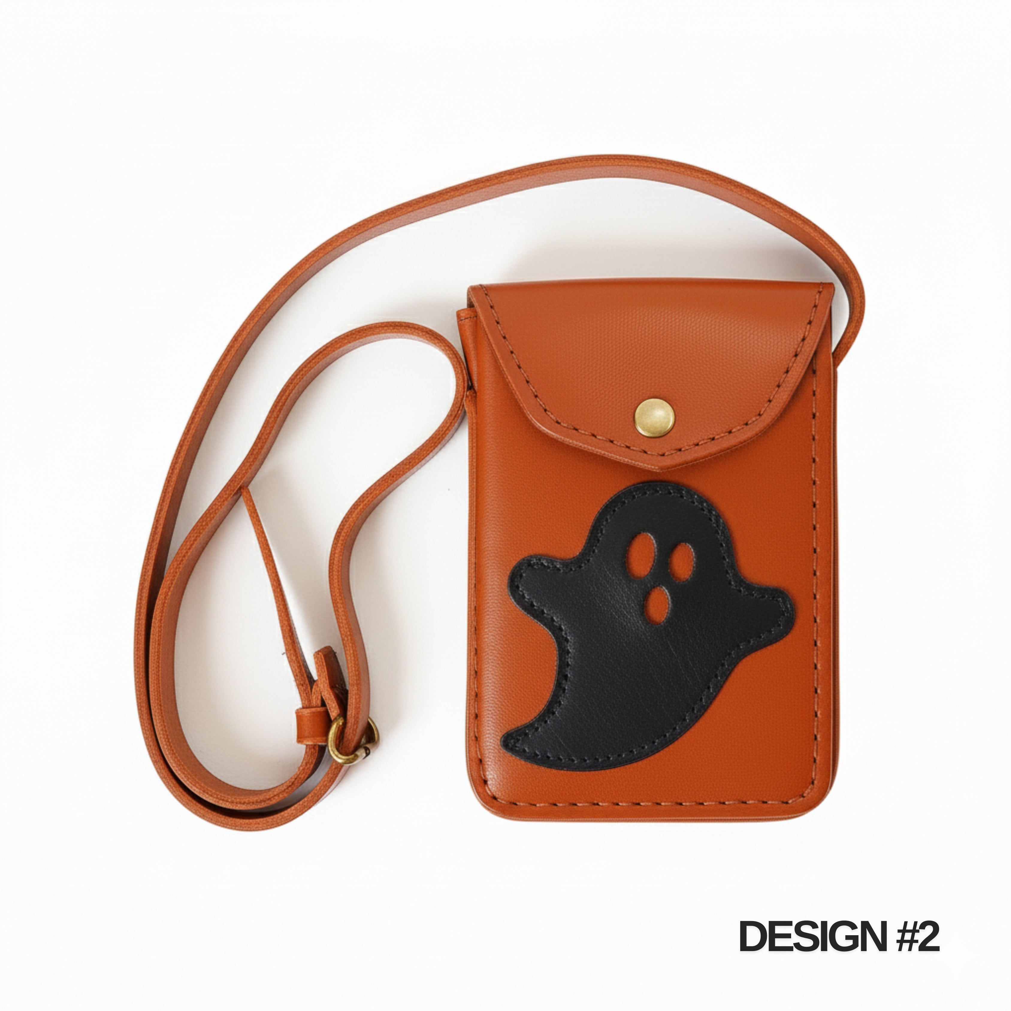 Halloween Genuine Leather Phone Holster | Tan Holster with Shoulder Strap