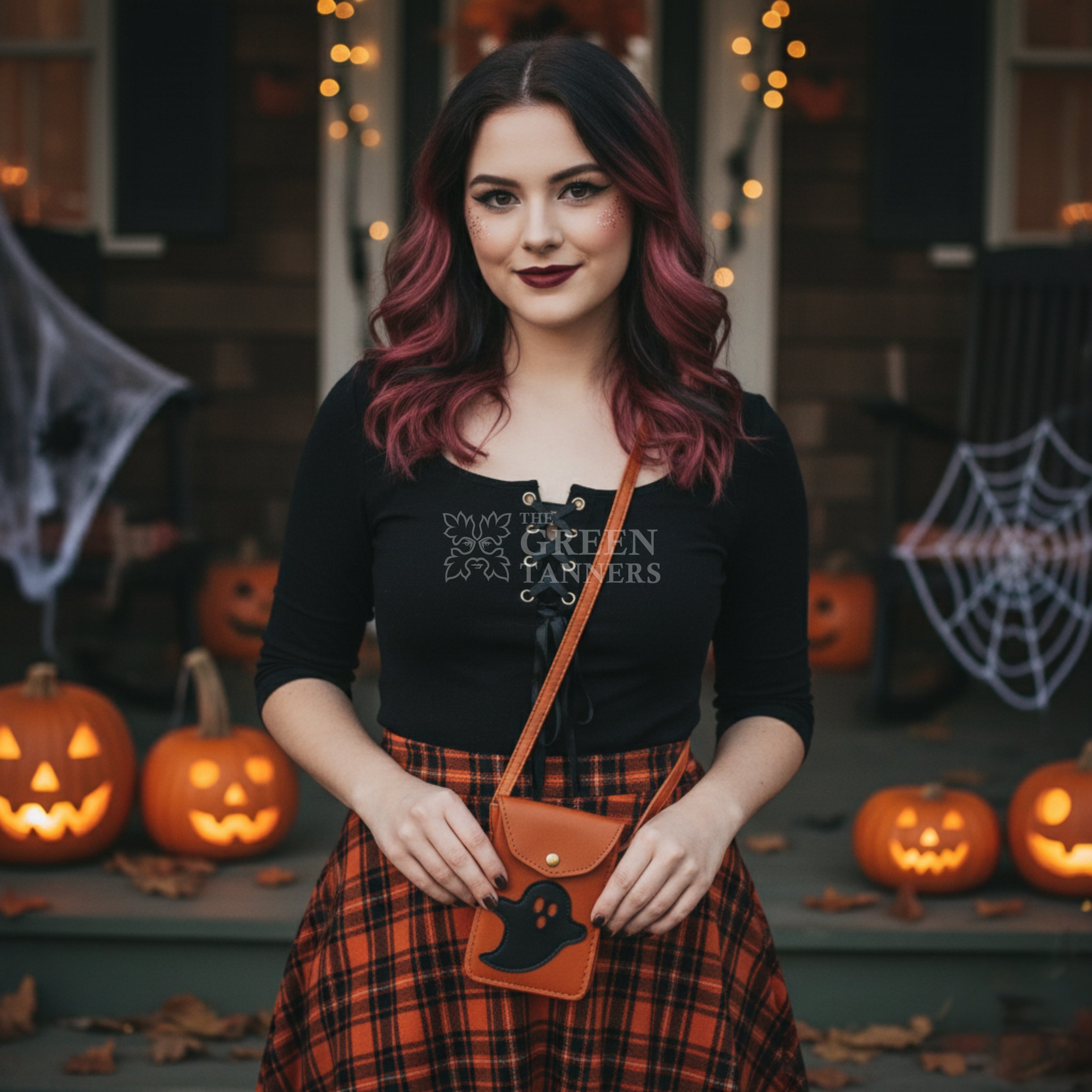 Halloween Genuine Leather Phone Holster | Tan Holster with Shoulder Strap