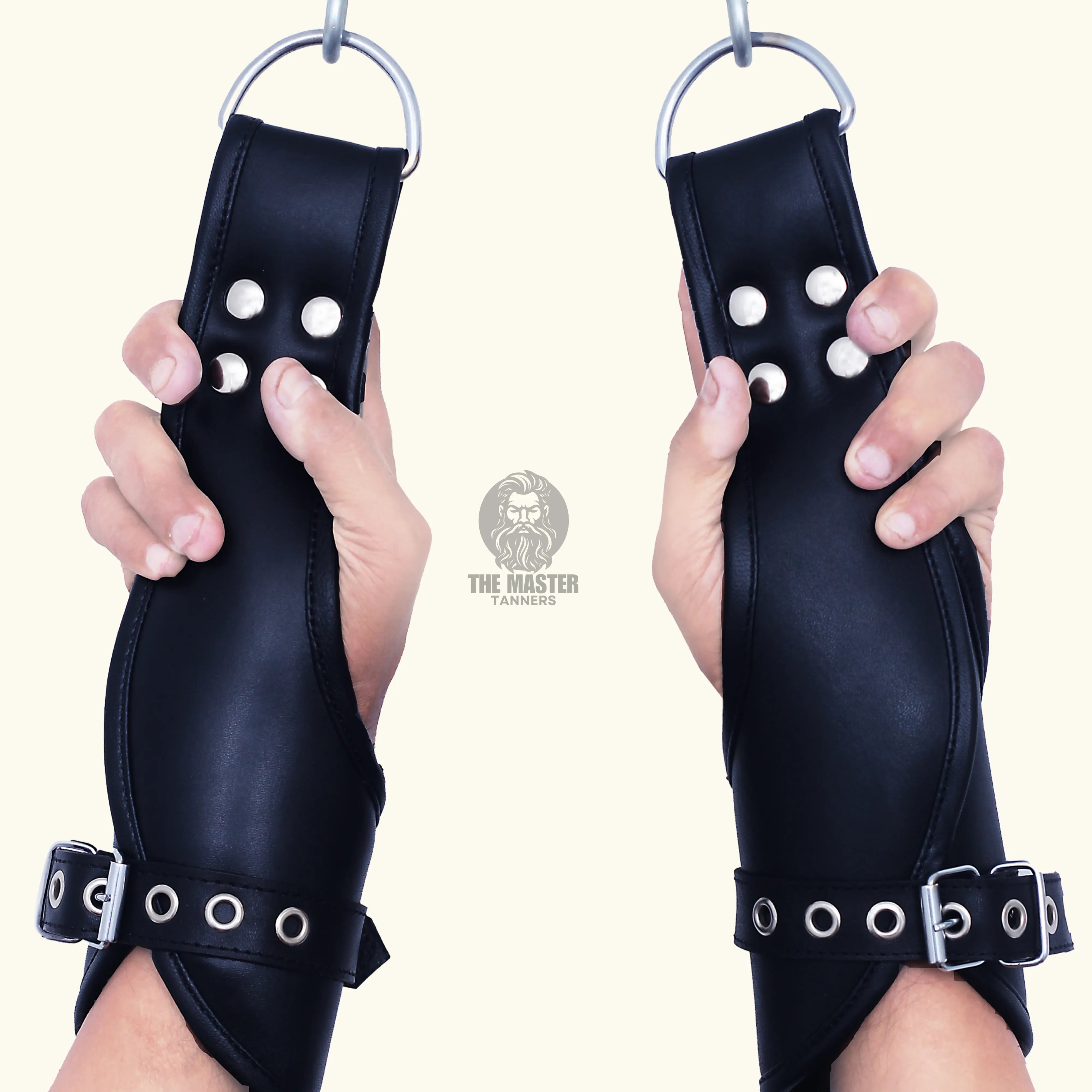 leather suspension cuffs, suspension cuffs, leather wrist cuffs, bondage suspension cuffs, bdsm suspension cuffs
