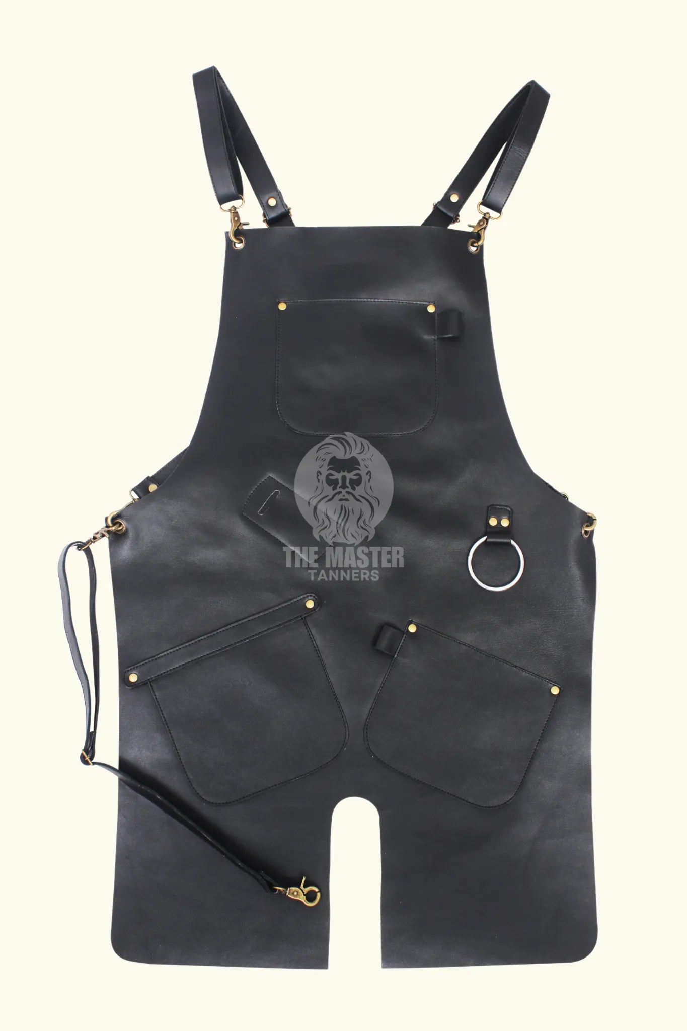 Leather apron, black leather apron, barber apron, salon apron, hairstylist apron, adjustable leather apron, cross-back apron, utility leather apron, tool apron, grooming apron, towel loop apron, professional leather apron, leather apron with pockets, heavy-duty apron, premium quality apron