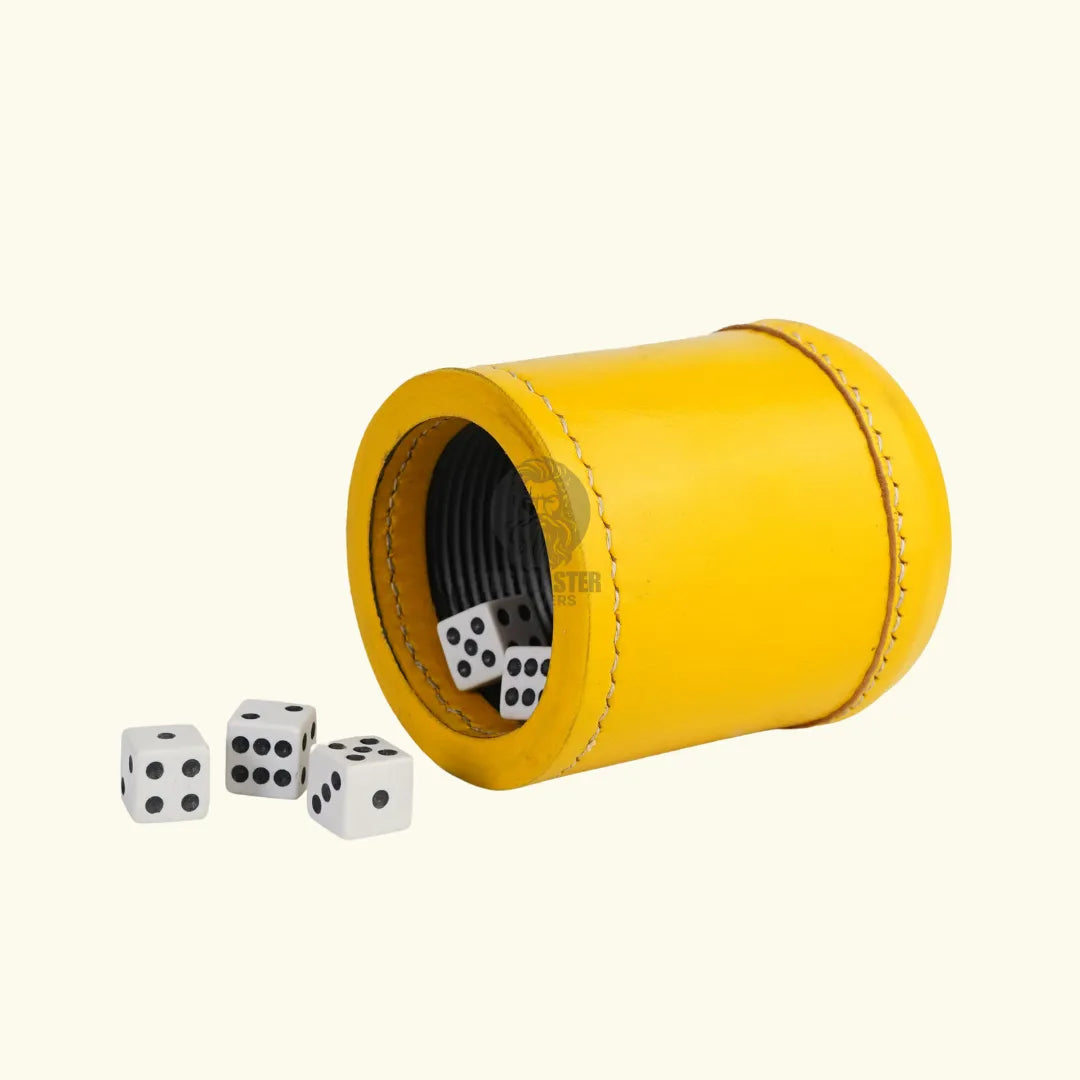 Leather Dice Cups, Yellow Dice Cup, Leather Dice Cup 