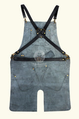 Leather apron, black leather apron, barber apron, salon apron, hairstylist apron, adjustable leather apron, cross-back apron, utility leather apron, tool apron, grooming apron, towel loop apron, professional leather apron, leather apron with pockets, heavy-duty apron, premium quality apron