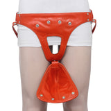 Halloween Orange Leather Jockstrap with Silver Snaps and O-rings