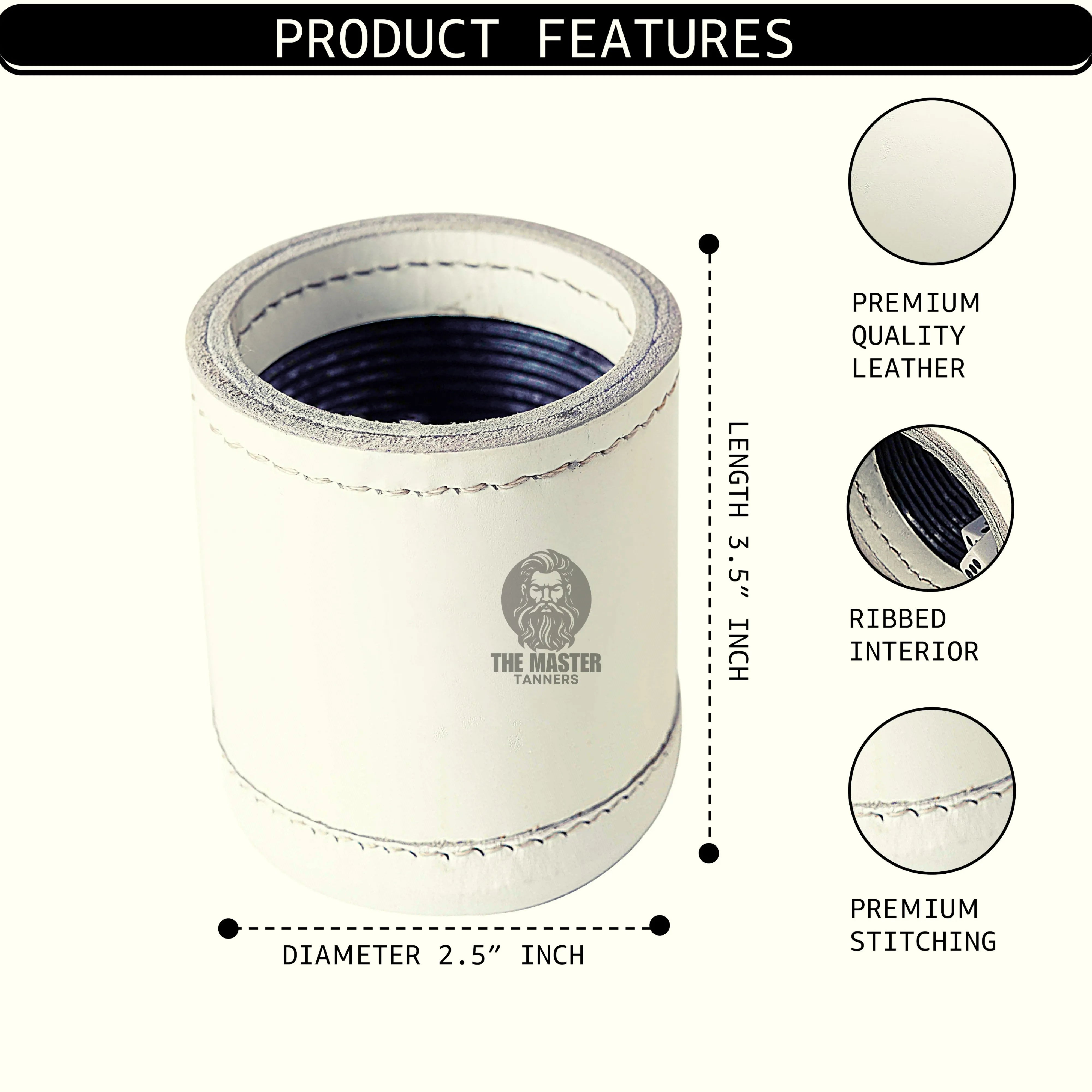 Leather Dice Cups, White Dice Cup, Leather Dice Cup, Dice Shaker, Leather Dice Shaker, Leather Ribbed Dice Cup