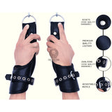 leather suspension cuffs, suspension cuffs, leather wrist cuffs, bondage suspension cuffs, bdsm suspension cuffs