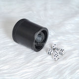 black leather dice cup, handmade leather dice tumbler, top grain leather gaming cup, ribbed interior dice shaker, stitched leather dice roller, premium tabletop game accessory