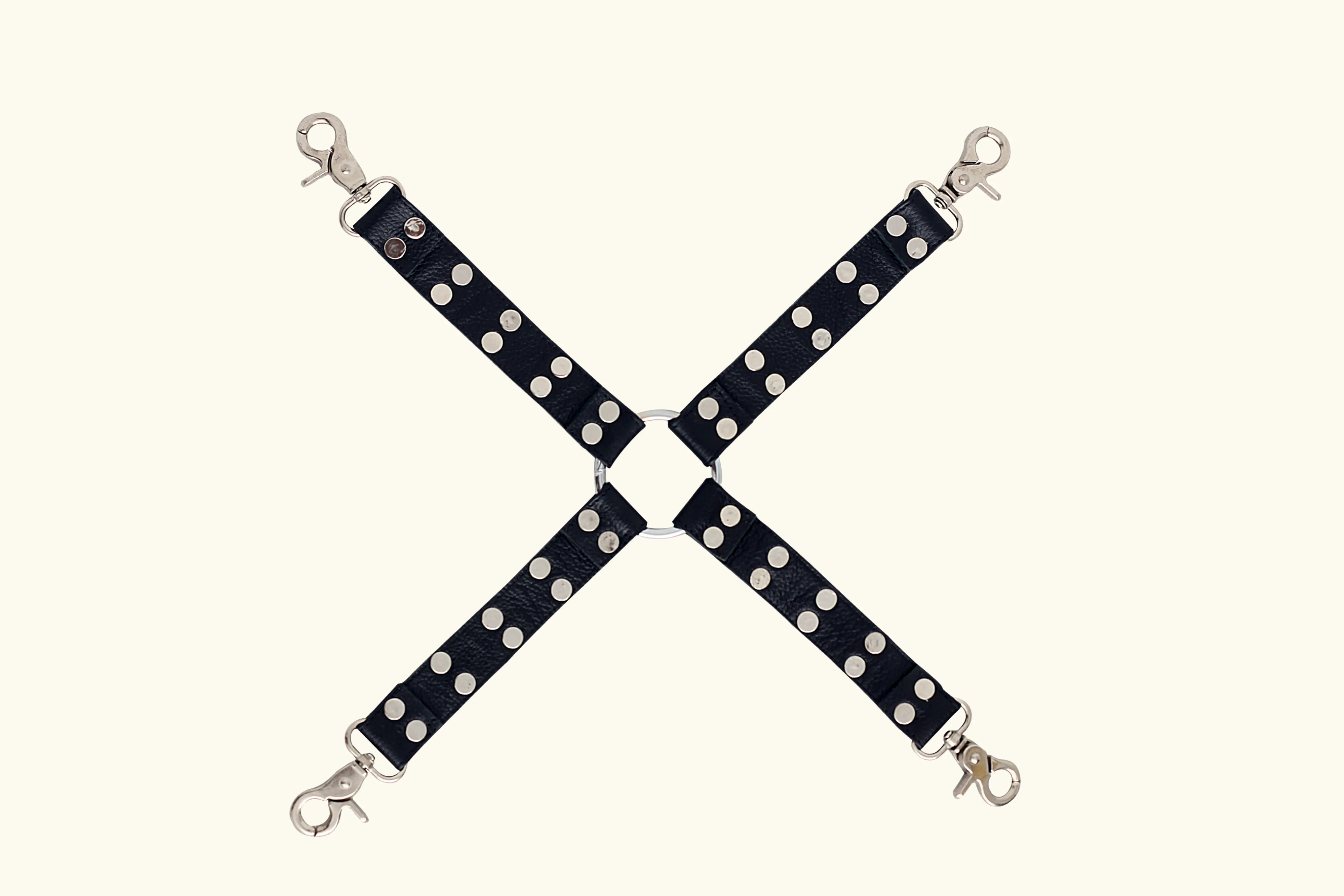 leather hogtie, black leather hogtie, BDSM hogtie