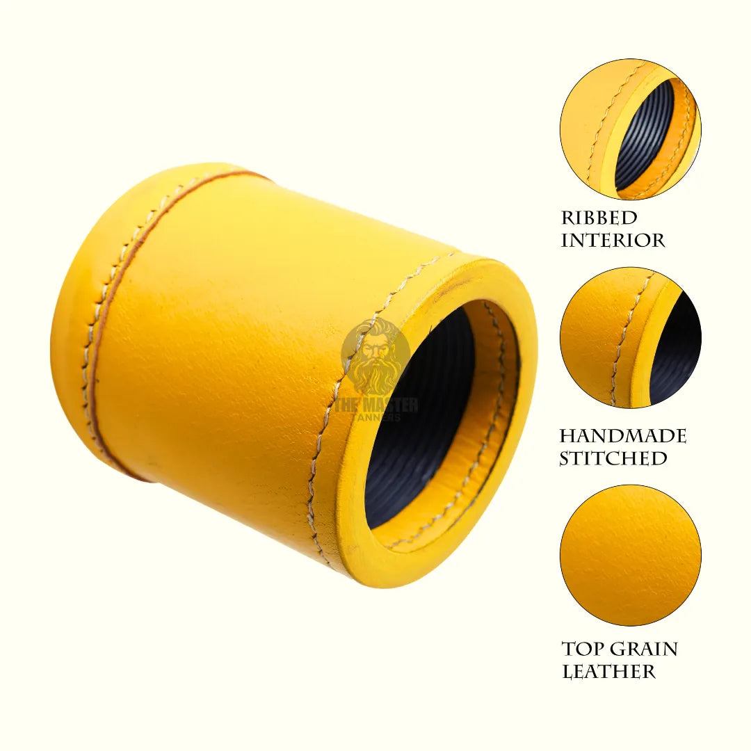 Leather Dice Cups, Yellow Dice Cup, Leather Dice Cup 
