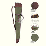 Green and Brown Waxed Canvas Leather Shotgun Case, Canvas Leather Gun Slip Case, Canvas Leather Shotgun Case