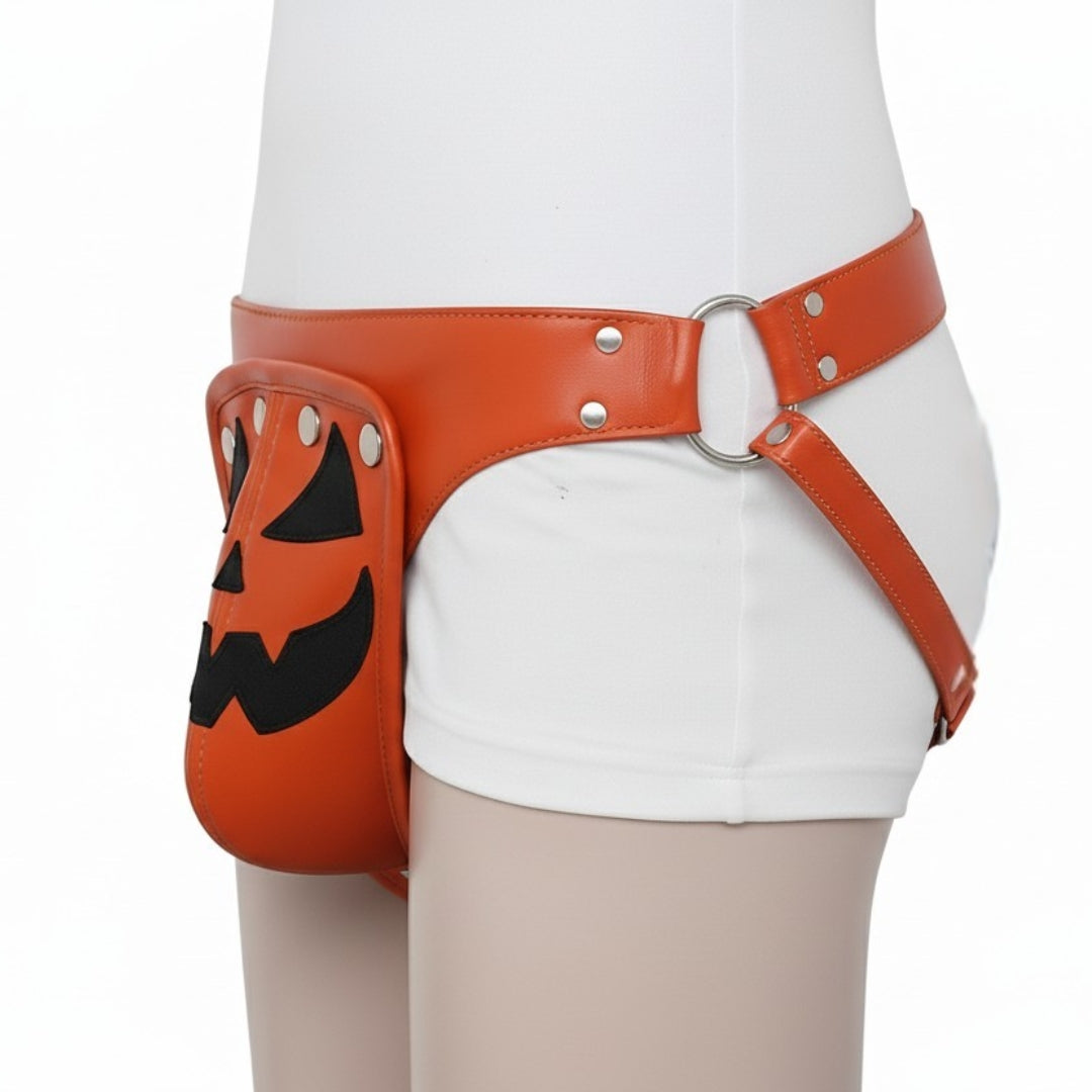 Halloween Orange Leather Jockstrap with Silver Snaps and O-rings