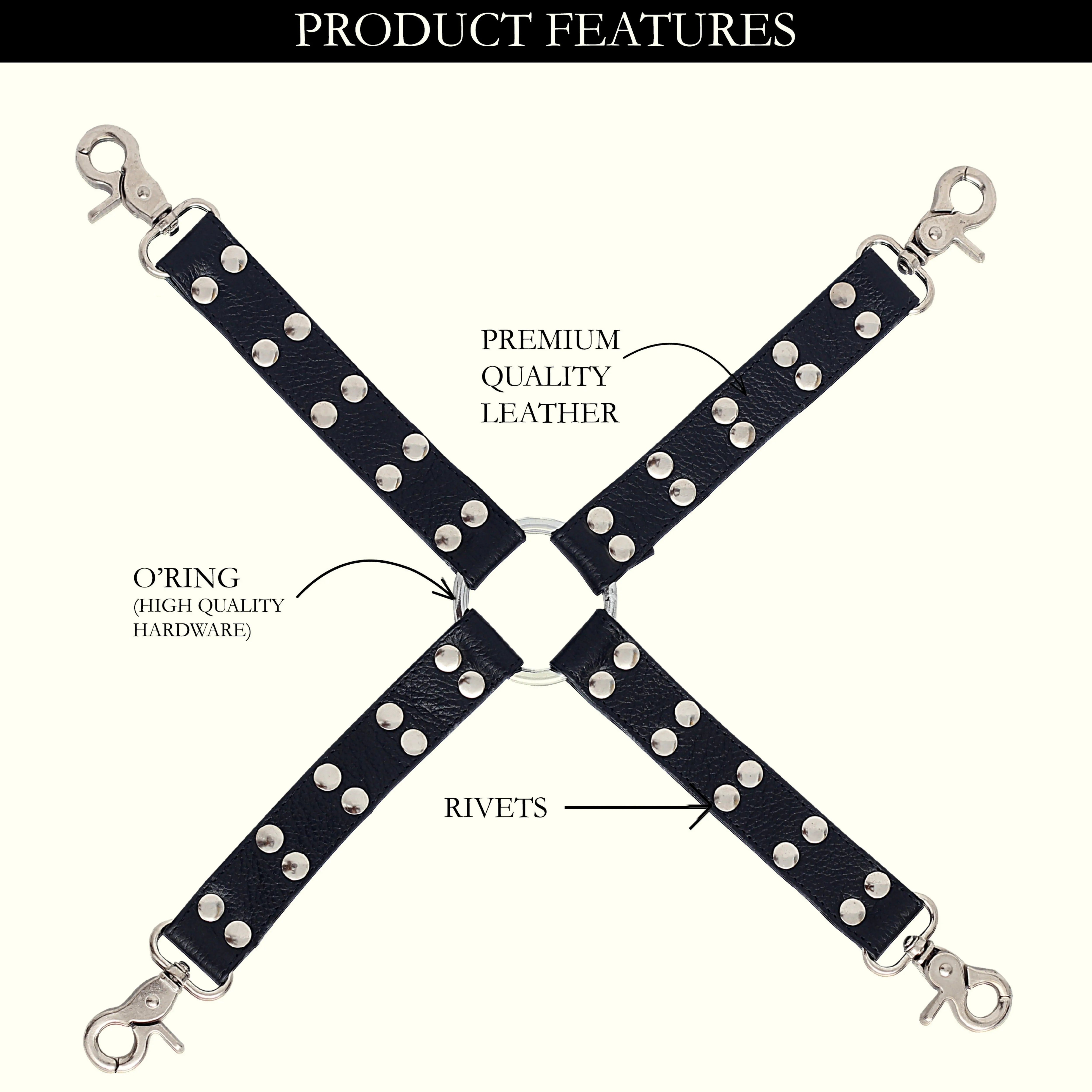 leather hogtie, black leather hogtie, BDSM hogtie