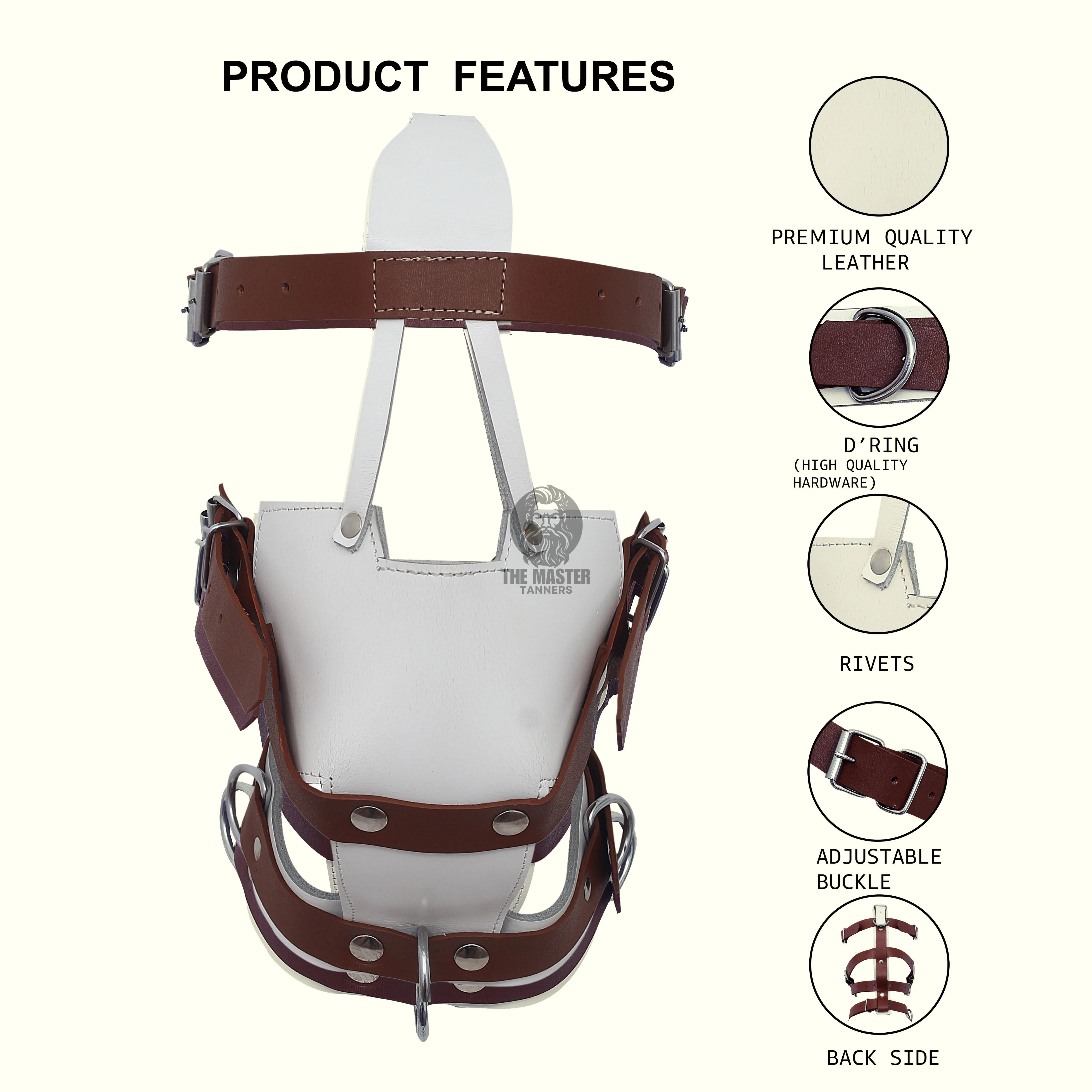  Front side view of model wearing Gay Bondage Muzzle