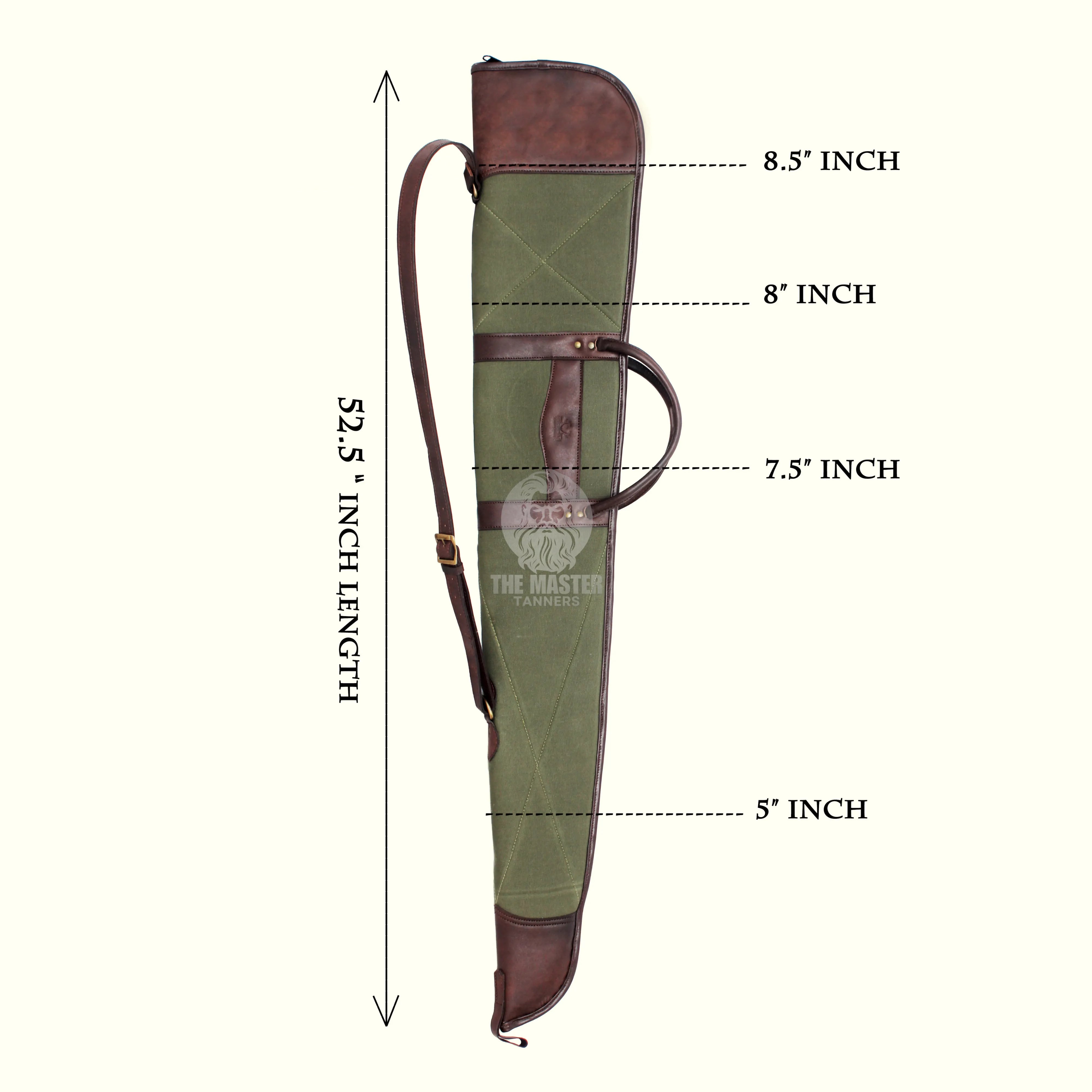 Green and Brown Waxed Canvas Leather Shotgun Case, Canvas Leather Gun Slip Case, Canvas Leather Shotgun Case