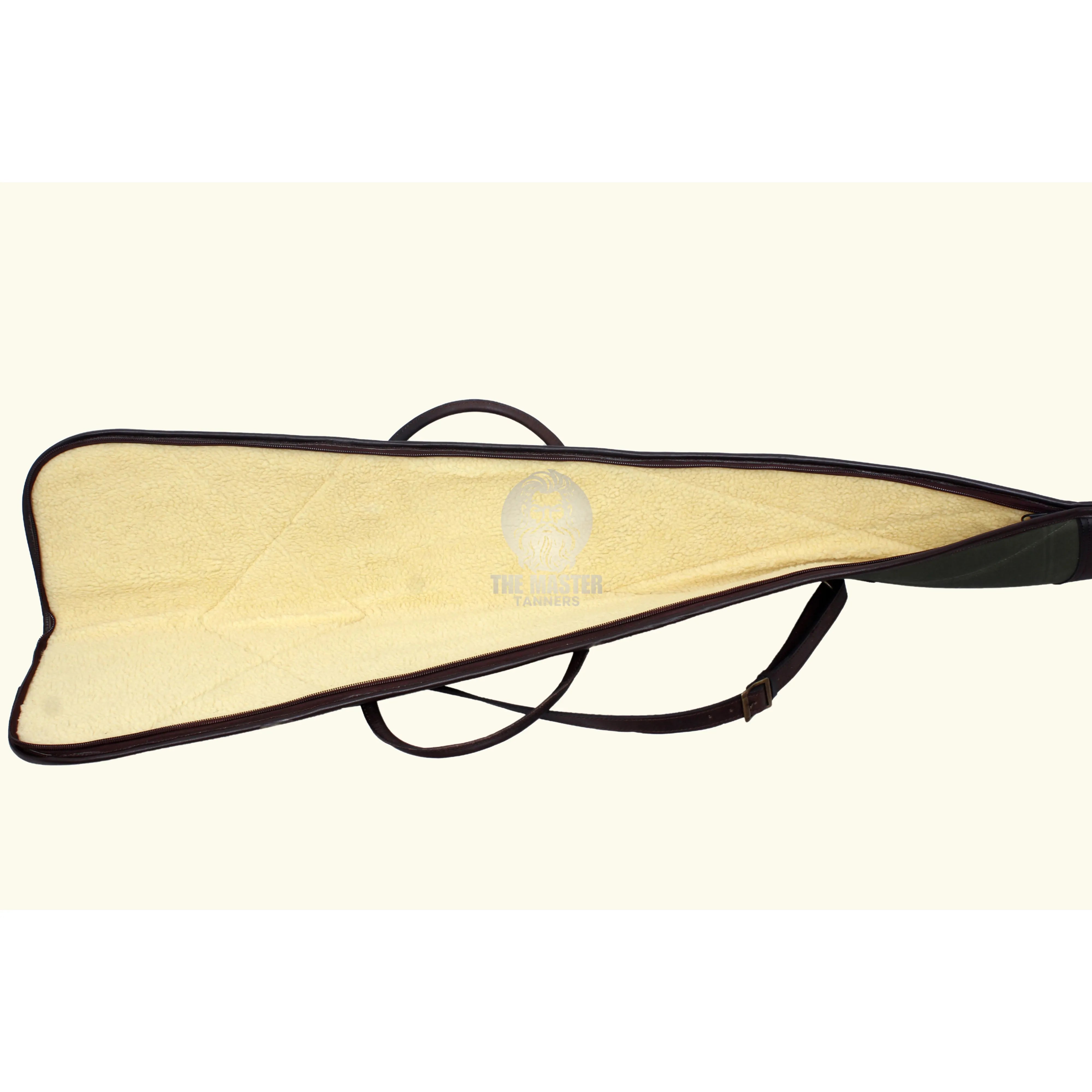 Green and Brown Waxed Canvas Leather Shotgun Case, Canvas Leather Gun Slip Case, Canvas Leather Shotgun Case