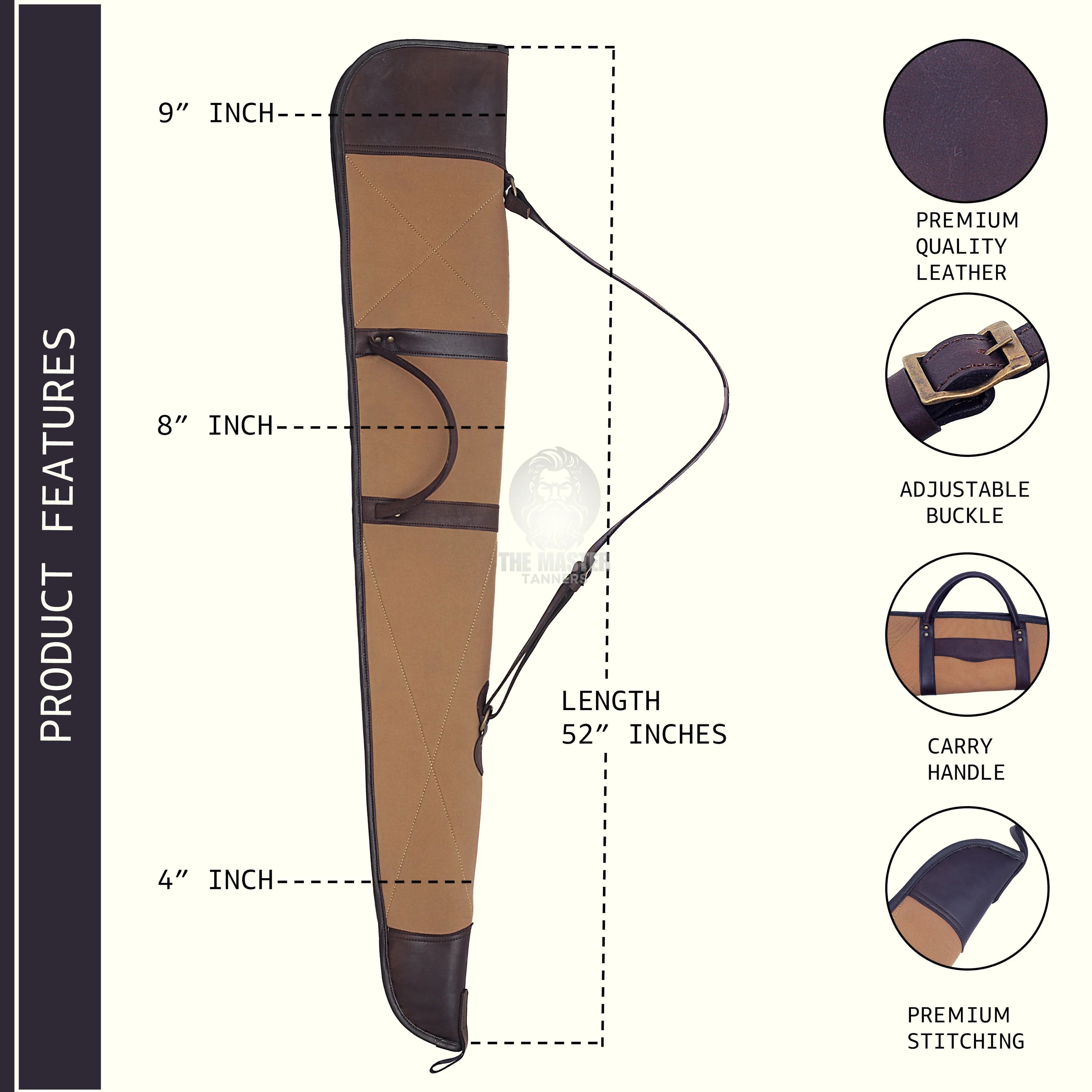 Tan and Brown Waxed Canvas Leather Shotgun Case, Canvas Leather Rifle Case, Shotgun Case