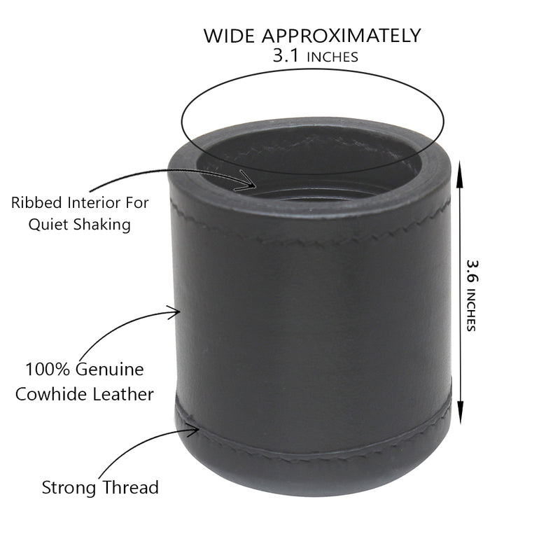 Genuine Black Leather Ribbed Dice Cup