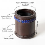 Liar's Leather Dice Cup with 5 free Dice - Brown with Blue