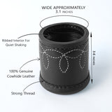 Large Leather Dice Cup with 5 Dice - Black
