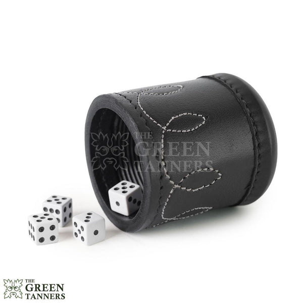 Leather Yahtzee Dice Cup with 5 free Dice - Black