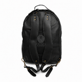 black leather bag, black leather halloween tote bag, black leather halloween candy bag, black leather spooky handbag