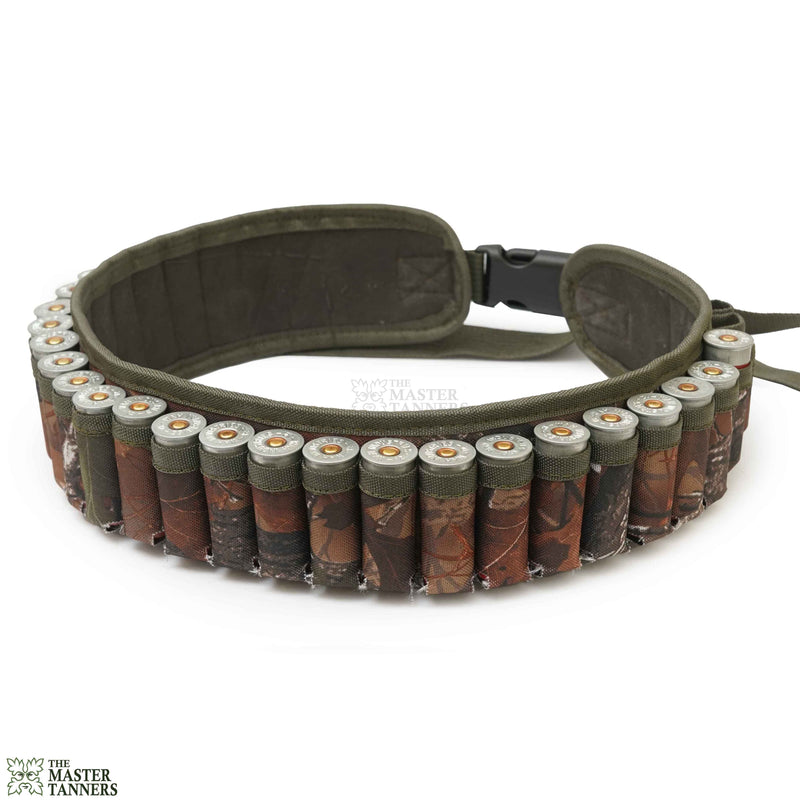 canvas cartridge belt, shotgun shell holder, camouflage cartridge belt, shotgun cartridge belt