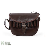 leather cartridge bag, brown cartridge bag, leather shooting bag,