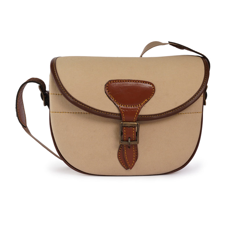 Cream Leather Canvas Cartridge Bags