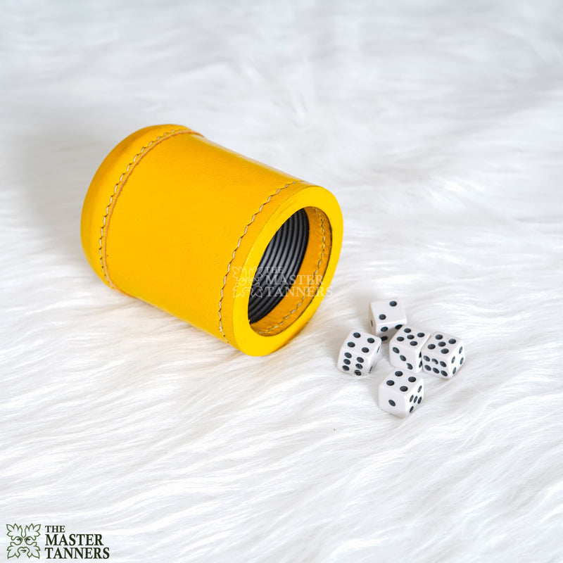 Leather Dice Cups, Yellow Dice Cup, Leather Dice Cup, 