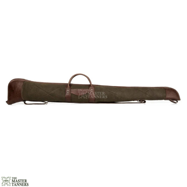 Green and Brown Waxed Canvas Leather Shotgun Case, Canvas Leather Gun Slip Case, Canvas Leather Shotgun Case