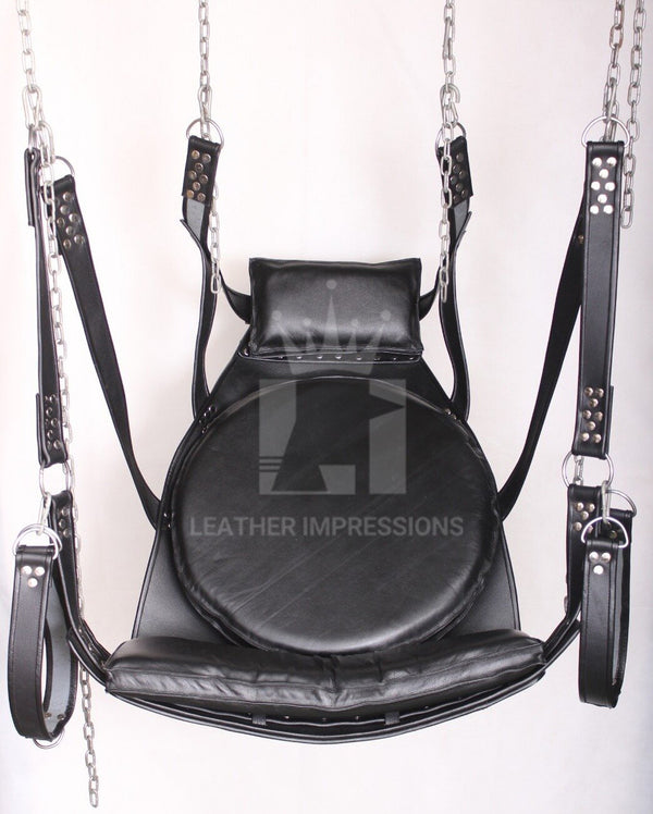 leather swing, leather bondage swing, leather sling, leathe sex sling