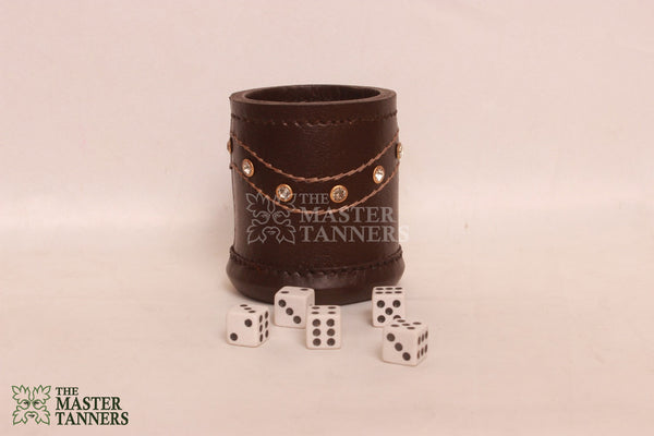 leather dice cups, brown leather dice cups, genuine dice cups