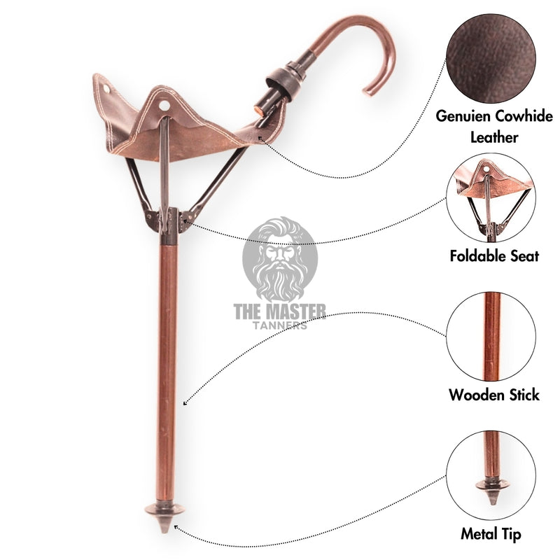 leather camping stool, foldable shooting stick, Camping Stool