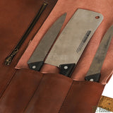 leather knife roll, leather tool bags, brown knife roll 